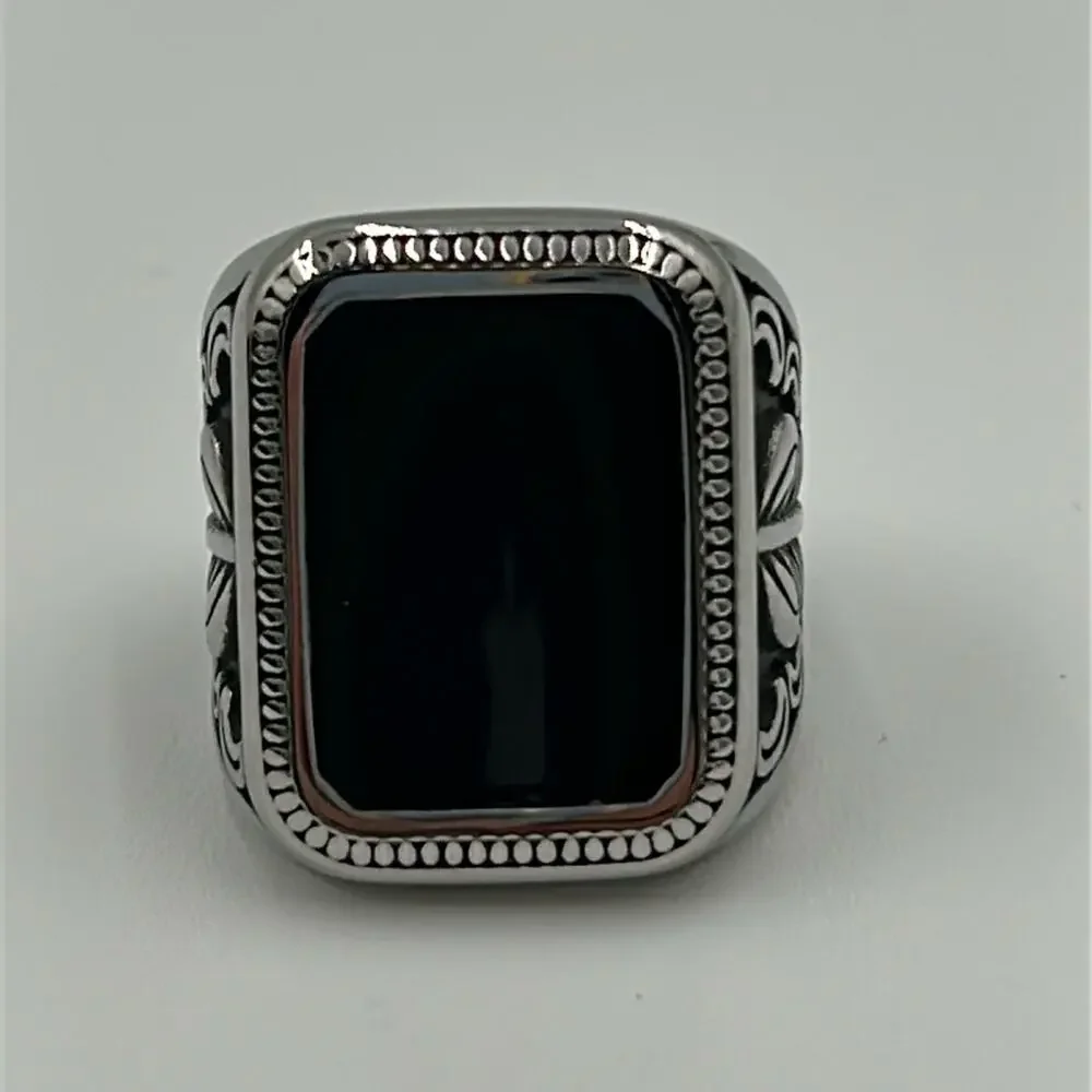 Black Onyx Handmade Natural Stone Men's Ring Size 12.5 NWT